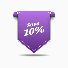 Save 10 Purple Label Icon Vector Design