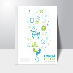e-commerce and shopping online book cover design with icon background N2