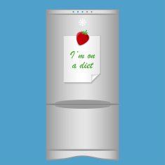 Icon with refrigerator and blank note "I'm on diet" magnets