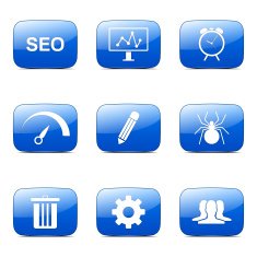SEO Internet Sign Square Vector Blue Icon Design Set 8 N11