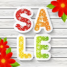 Spring sale message with red flowers N2