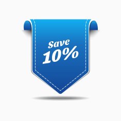 Save 10 Blue Label Icon Vector Design