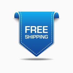 Free Shipping Blue Label Icon Vector Design