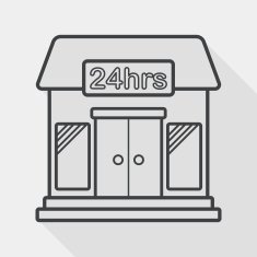 Building convenient store flat icon with long shadow line