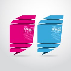 Abstract glossy green pink and blue speech bubble