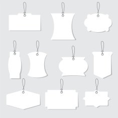 Vector white blank labels or tags with ropes