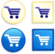 shopping cart internet icons stamp and button design