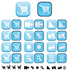 Shopping buttons with pushed effect