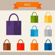 Bags colored templates for your design in flat style N2