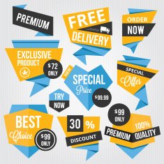 Premium Vector Sale Badges and Labels Blue Yellow