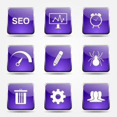 SEO Internet Sign Square Vector Violet Icon Design Set 8 N12