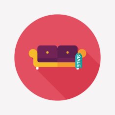 shopping sale sofa flat icon with long shadow eps10 N5