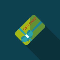 shopping gift card flat icon with long shadow eps10 N5