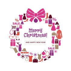 Christmas wreath of shopping icons