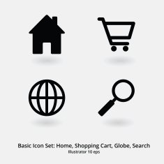 Basic Icon Set Home shopping Cart Globe Search