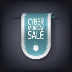 Cyber Monday sale vertical ribbon element for websites advertisement N2