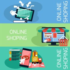 Internet shopping concept monitor with awning