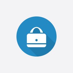 purse Flat Blue Simple Icon with long shadow N2