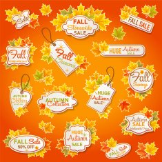 Fall Autumn Leaf Sale tags N7