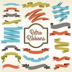 Retro ribbons cuttings composition poster N2