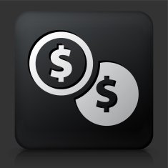 Black Square Button with Dollar Coins Icon N2