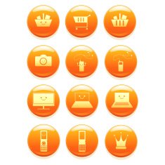 Happy Electronica buttons icons internet communication illustration