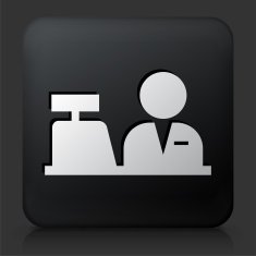 Black Square Button with Cashier Icon N2