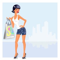 vector girl with purchases N2