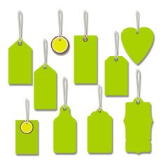 Bright Green Gift Or Price Tags With String