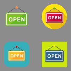 Flat Open Sign icons