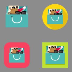 Flat Hipster Shopping icons N2