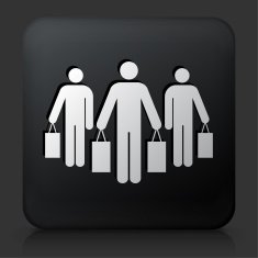 Black Square Button with Shopping Group Icon N2