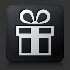 Black Square Button with Present