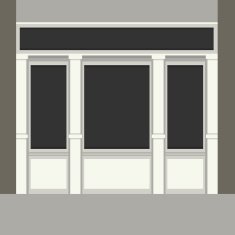 Shopfront with Black Windows Light Store Facade Vector