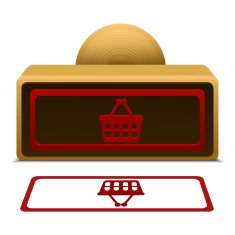 Rubber stamp with shopping bag