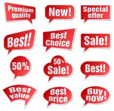 Speech bubbles shopping buy and sale labels