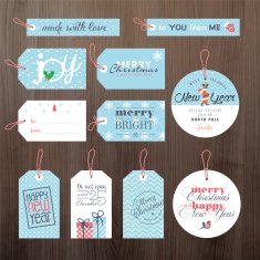 Set of flat design Christmas and New Year tags