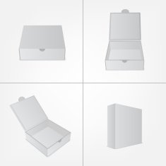Set of packaging design mockup Gray box in four views