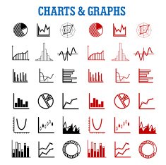 Black and red charts or graphs icons N2