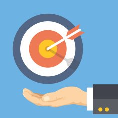 Target marketing Human palm and target with arrow