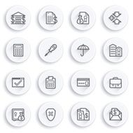 Banking flat contour icons on white buttons