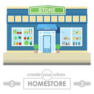 store building flat vector design