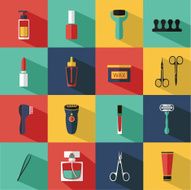 Flat vector cosmetics icons set