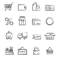 Shopping icon outline set