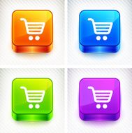 Shopping Cart on Color Square Buttons