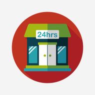 Building convenient store flat icon with long shadow eps10 N9