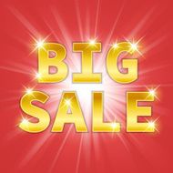 Yellow gold metal Big Sale text icon illustration