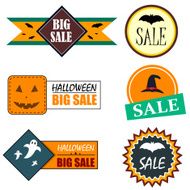 Flat style Halloween sale stickers