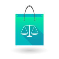 Blue shopping bag icon with a weight scale