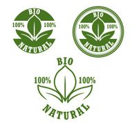 Natural bio green labels set